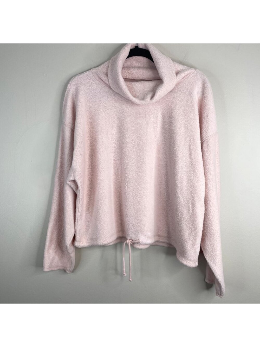 Aerie Reverse Fleece Top Womens Small Cowl Neck Fuzzy Baggy Sweatshirt Soft Girl